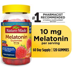 Nature Made Melatonin 10mg per serving Gummies, Drug Free Sleep Aid, 120 Count