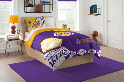 Lakers OFFICIAL NBA "Hexagon" Twin Comforter & Sham Set; 64" x 86"