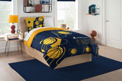 Pacers OFFICIAL NBA "Hexagon" Twin Comforter & Sham Set; 64" x 86"