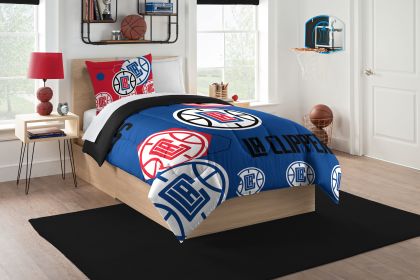 Clippers OFFICIAL NBA "Hexagon" Twin Comforter & Sham Set; 64" x 86"