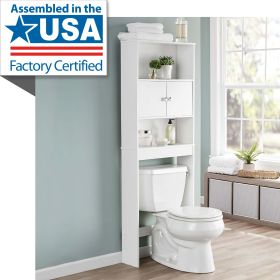 White 23 in. W Bathroom Space Saver Cabinet with 3 Fixed Shelves,over the Toilet Storage