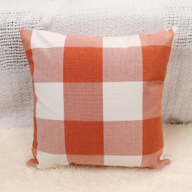 Plaid Pillow Cover Simple Home Sofa (Option: Orange White-45x45cm Without Pillow Core)