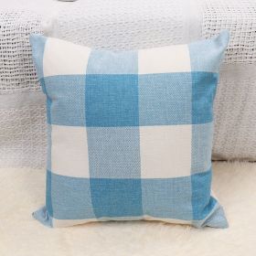 Plaid Pillow Cover Simple Home Sofa (Option: Light Blue White-45x45cm Without Pillow Core)