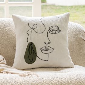 Green Pillow Bedside Cushion Nordic Sofa Pillow Cases (Option: Earrings Girl 45X45cm-Pillow Cover)
