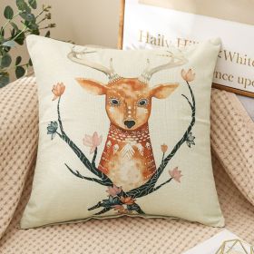 Fabric Decoration Supplies Car Gift Linen Printed Pillows Bedside Cushion Couch Pillow (Option: Cute Deer 1730-40 X40cm Cushion Cover)