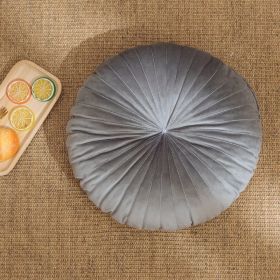 Nordic Ins Solid Color Velvet Pumpkin Pillow (Option: Foggy Gray-40x40x10cm With Core)