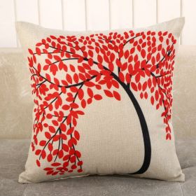 Fabric Decoration Supplies Car Gift Linen Printed Pillows Bedside Cushion Couch Pillow (Option: Happiness Tree Red 1857-40 X40cm Cushion Cover)