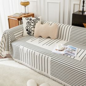 Striped Sofa Towel Anti-cat Scratch Protector Multi-function Blanket (Option: Simple semi colliculus-180x200cm)