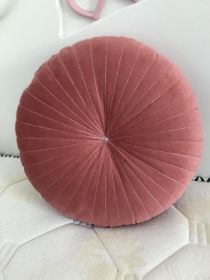Nordic Ins Solid Color Velvet Pumpkin Pillow (Option: Coral Orange-40x40x10cm With Core)