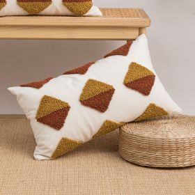 Home Cushion American Geometric Tufted Loop Pillow Sofa Living Room And Bedside Throw Pillowcase Waist Pillow (Option: Velvet Coffee Color Long-30x50cm Without Core)