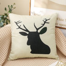 Fabric Decoration Supplies Car Gift Linen Printed Pillows Bedside Cushion Couch Pillow (Option: Black Deer Head 1685-40 X40cm Cushion Cover)