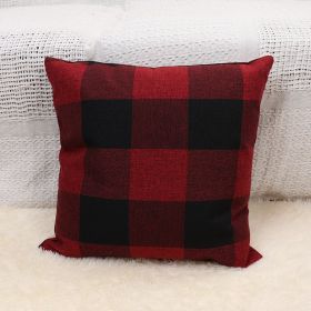 Plaid Pillow Cover Simple Home Sofa (Option: Red And Black-45x45cm Without Pillow Core)