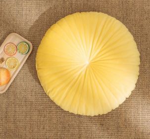 Nordic Ins Solid Color Velvet Pumpkin Pillow (Option: Lemon Yellow-40x40x10cm With Core)