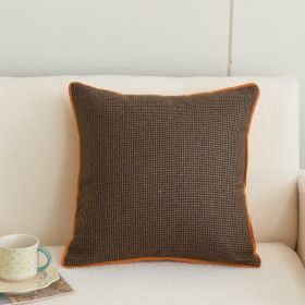 Simple Cotton And Linen Cushion Orange Plaid Pillow Cover (Option: Brown-45 X45cm Pillow Cover)
