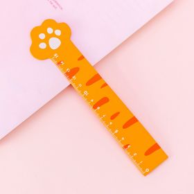 DIY 1pc Cute Cartoon Kawaii Cat Paw Ruler For Student Drawing Tools Stationery School Office Supplies (Color: Orange And White Cat's Claw)