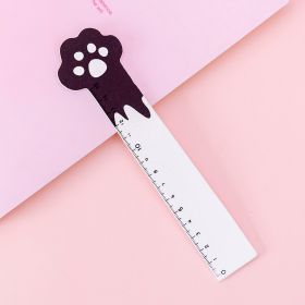 DIY 1pc Cute Cartoon Kawaii Cat Paw Ruler For Student Drawing Tools Stationery School Office Supplies (Color: Black And White Cat Paw)