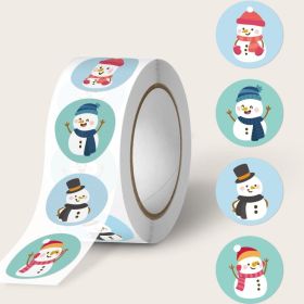 500PCS/ROLL Christmas Stickers for Envelope 3.8CM Round Merry Christmas Stickers 4 Designs Christmas Decoration Stickers (Color: A)