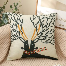 Fabric Decoration Supplies Car Gift Linen Printed Pillows Bedside Cushion Couch Pillow (Option: Scarf Deer 1763-40 X40cm Cushion Cover)
