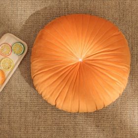 Nordic Ins Solid Color Velvet Pumpkin Pillow (Option: Sweet Orange-40x40x10cm With Core)
