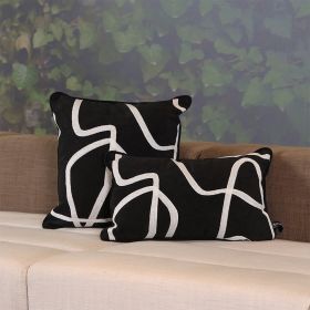 American Classic Flow Line Pillow Cover (Option: Black And White Abstract Lines-45x45cm Pillow)