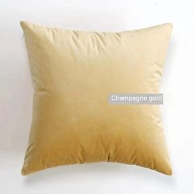 Simple Cotton And Linen Cushion Orange Plaid Pillow Cover (Option: Champagne Gold Velvet-45x45cm With Core)
