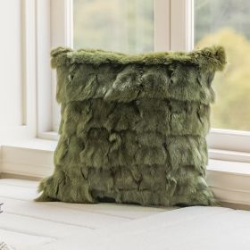 Green Pillow Bedside Cushion Nordic Sofa Pillow Cases (Option: Fox Fur Olive Green 45X45cm-Pillow Cover)