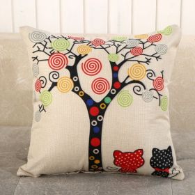 Fabric Decoration Supplies Car Gift Linen Printed Pillows Bedside Cushion Couch Pillow (Option: Two Bears Under The Tree 1814-40x40cm With Core)