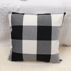 Plaid Pillow Cover Simple Home Sofa (Option: Black And White-30x50 Without Pillow Core)