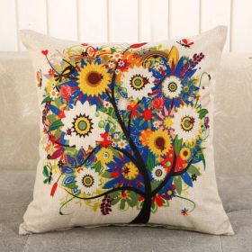 Fabric Decoration Supplies Car Gift Linen Printed Pillows Bedside Cushion Couch Pillow (Option: Blue Big Tree Flower 1738-40 X40cm Cushion Cover)