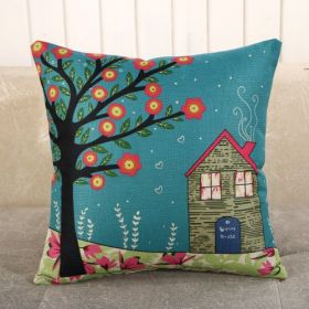 Fabric Decoration Supplies Car Gift Linen Printed Pillows Bedside Cushion Couch Pillow (Option: Cozy Cottage 1836-40 X40cm Cushion Cover)