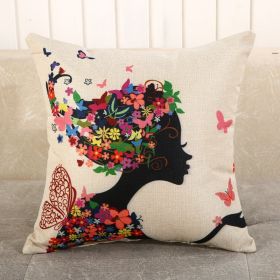 Fabric Decoration Supplies Car Gift Linen Printed Pillows Bedside Cushion Couch Pillow (Option: Female Flower 1785-45 X45cm Cushion Cover)