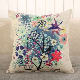 Fabric Decoration Supplies Car Gift Linen Printed Pillows Bedside Cushion Couch Pillow (Option: Bird World 1784-45x45cm With Core)