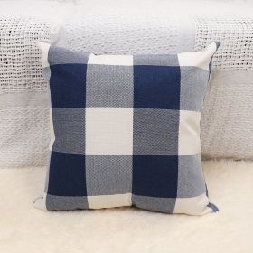 Plaid Pillow Cover Simple Home Sofa (Option: Dark Blue White-50x50cm With Pillow Core)