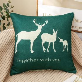 Fabric Decoration Supplies Car Gift Linen Printed Pillows Bedside Cushion Couch Pillow (Option: Dark Three Deer 1802-45x45cm With Core)