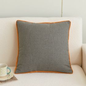 Simple Cotton And Linen Cushion Orange Plaid Pillow Cover (Option: Gray Blue-45x45cm With Core)