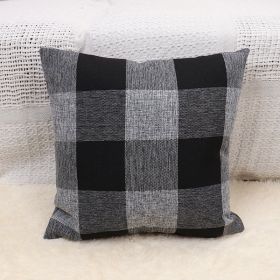 Plaid Pillow Cover Simple Home Sofa (Option: Black And Gray-45x45cm With Pillow Core)